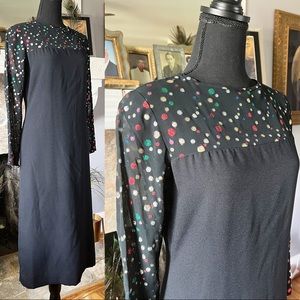 1970s Cocktail shift dress with lurex bubbles/dots